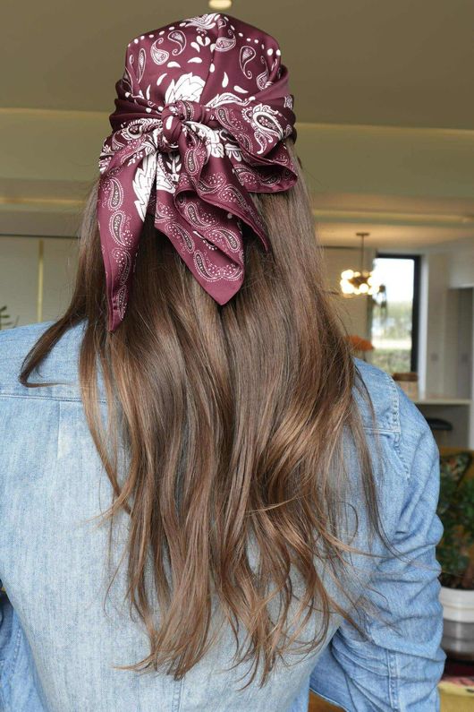Bandana Triangle Silk Neckerchief Burgundy